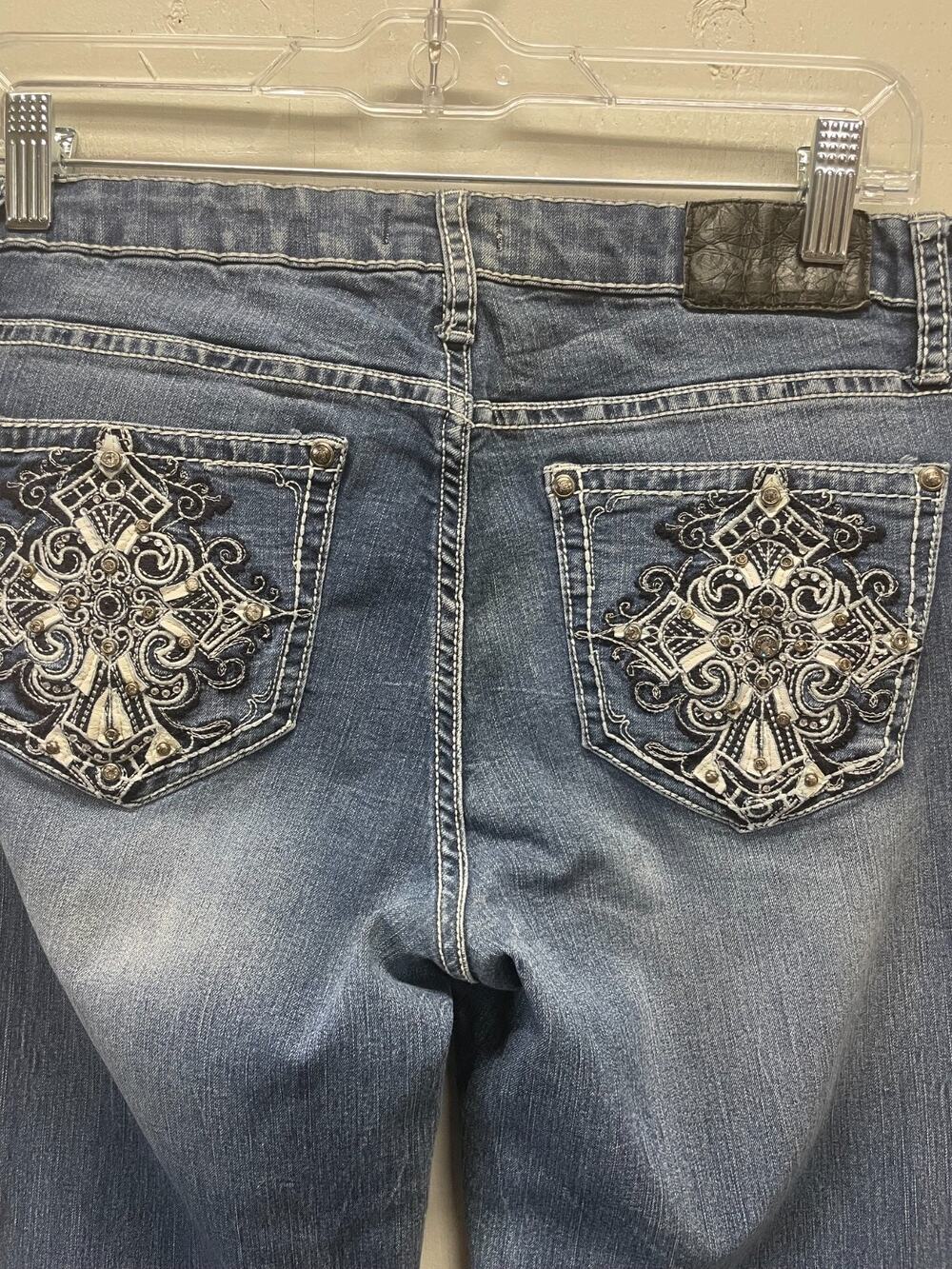 Soundgirl Women's Jeans Size 13 Bootcut Medium Wash Y2K Bling On Pockets
